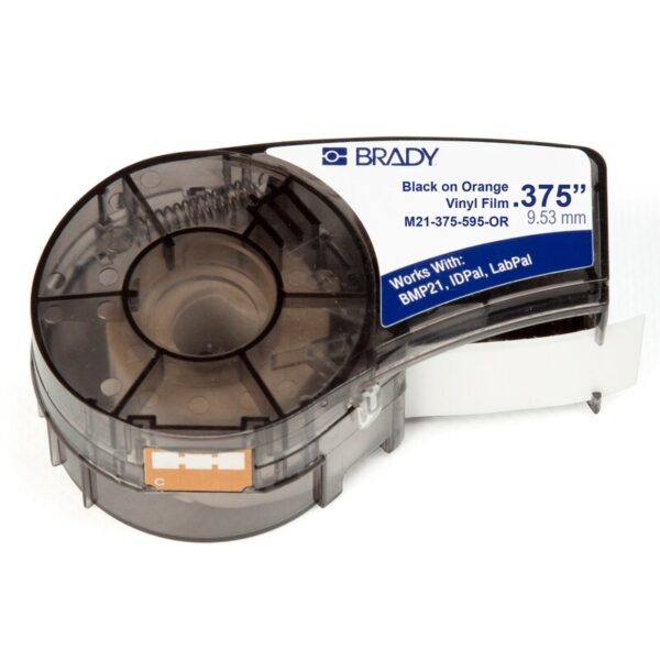 Tape til maskin, VINYL F/BMP-21, 9,5MM SORT/ORANGE
