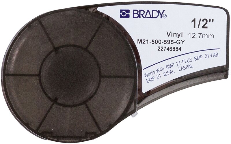 Tape til maskin, VINYL F/BMP21, 12,7MM SORT/GRÅ - Bilde 1