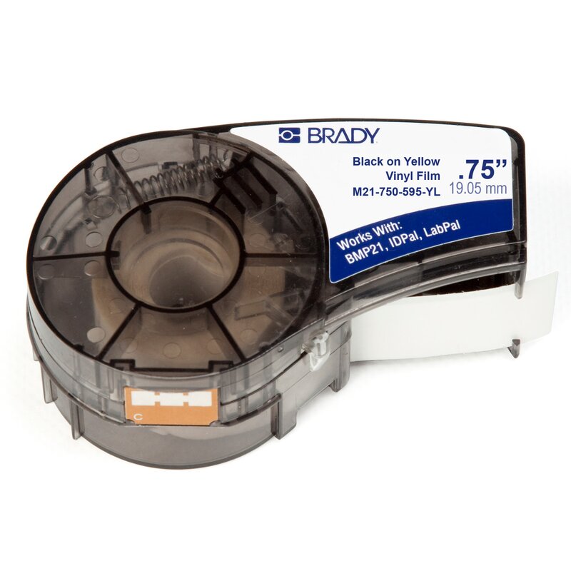 Tape til maskin, VINYL F/BMP21 SORT/GUL 19,05MM - Bilde 1