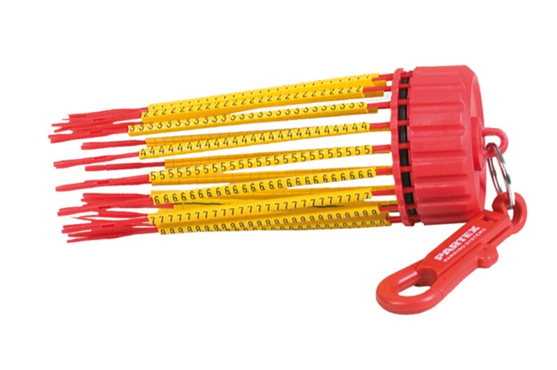 Ledningsmerking med trykk, MD-02 RØD HOLDER KOMPLETT MED MERKER - Bilde 1