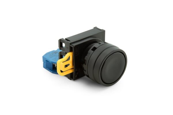 Betjeningsmatriell, Knapper / Brytere, TRYKKNAPP SORT 22MM FLUSH PLAST