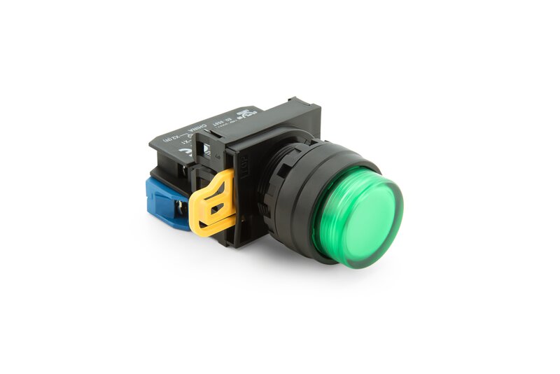 Trykknapp, GRØNN 22MM m/Pære 230V - Bilde 1