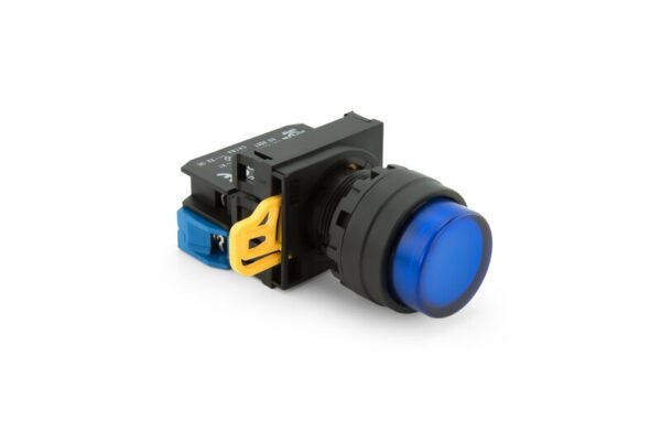 Trykknapp, BLÅ 22MM m/Pære 24V