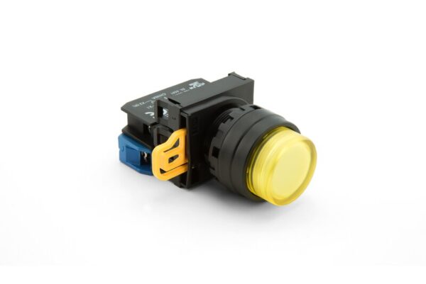 Trykknapp, GUL 22MM m/Pære 24V