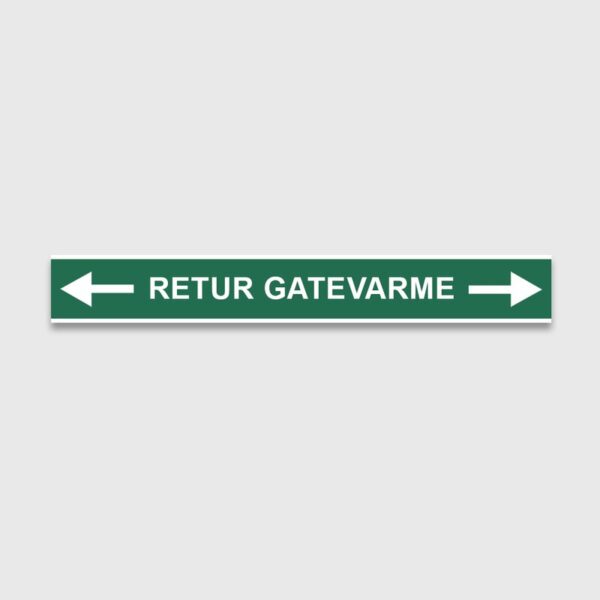 VVS Merking, "RETUR GATEVARME" RØRMERKER 29X220MM I POSE