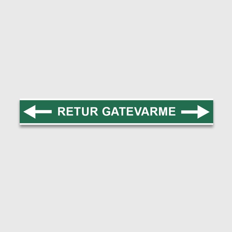 VVS Merking, "RETUR GATEVARME" RØRMERKER 29X220MM I POSE - Bilde 1