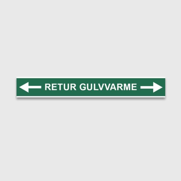 VVS Merking, "RETUR GULVVARME" RØRMERKER 29X220MM I POSE