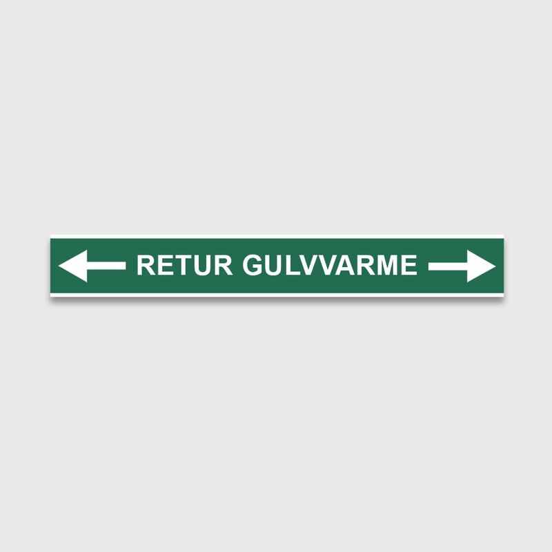 VVS Merking, "RETUR GULVVARME" RØRMERKER 29X220MM I POSE - Bilde 1