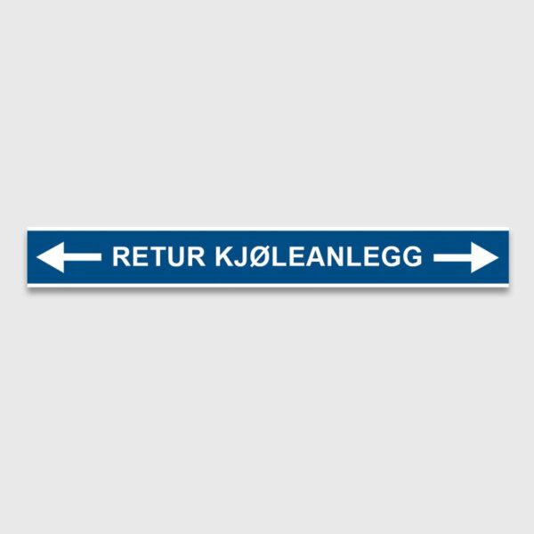 VVS Merking, "RETUR KJØLEANLEGG"RØRMERKER 29X220MM I POSE