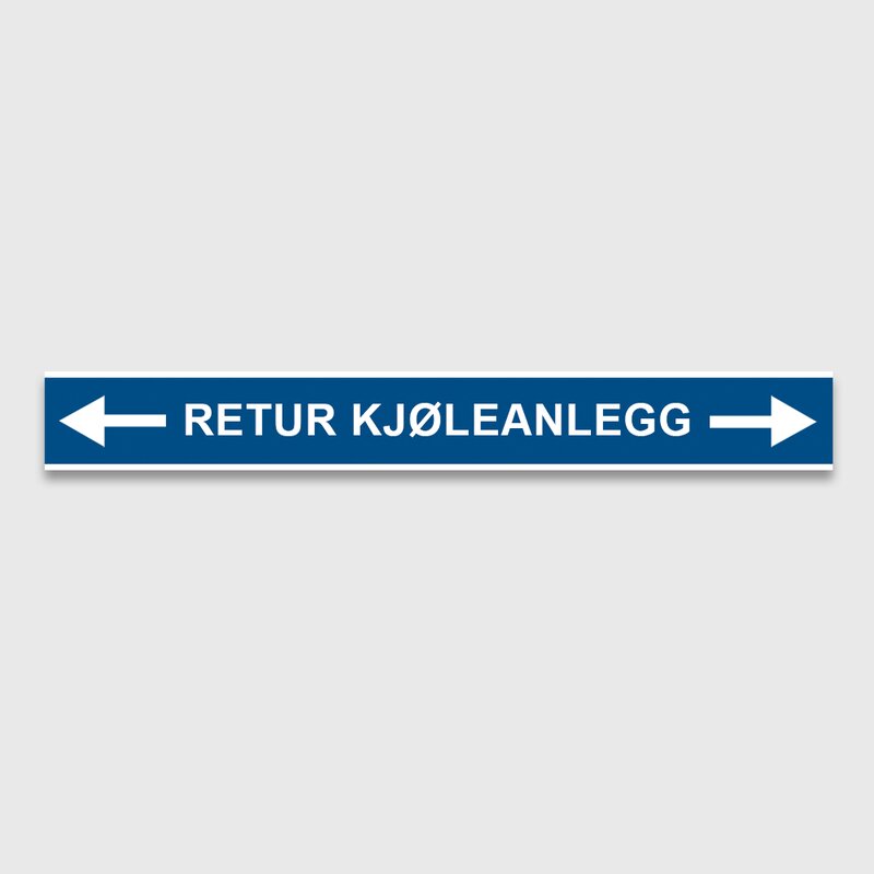VVS Merking, "RETUR KJØLEANLEGG"RØRMERKER 29X220MM I POSE - Bilde 1