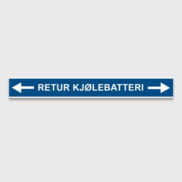 VVS Merking, "RETUR KJØLEBATTERI"RØRMERKER 29X220MM I POSE