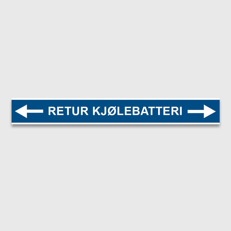 VVS Merking, "RETUR KJØLEBATTERI"RØRMERKER 29X220MM I POSE - Bilde 1