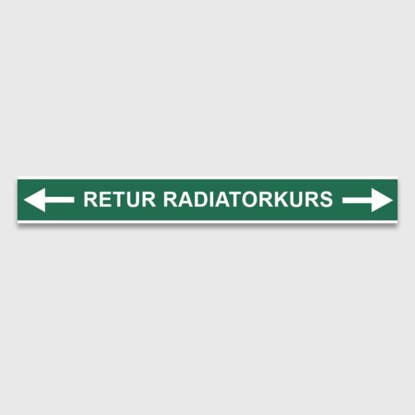 VVS Merking, "RETUR RADIATORKURS" RØRMERKER 29X220MM I POSE