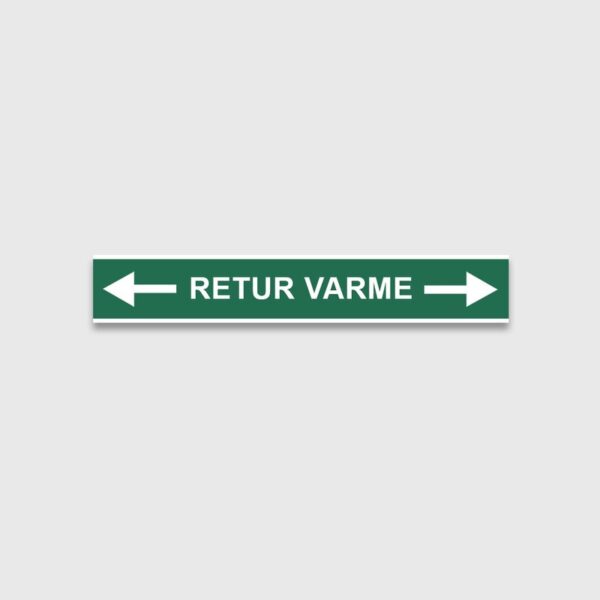 VVS Merking, "RETUR VARME M/PIL" RØRMERKER 29X220MM I POSE
