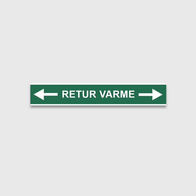 VVS Merking, "RETUR VARME M/PIL" RØRMERKER 29X220MM I POSE - Bilde 1