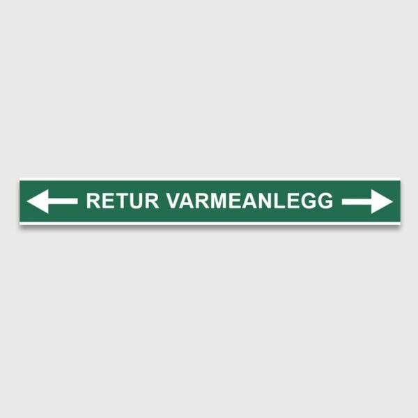 VVS Merking, "RETUR VARMEANLEGG" RØRMERKER 29X220MM I POSE