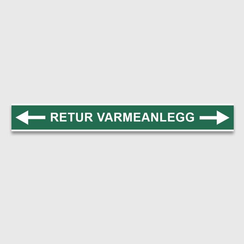 VVS Merking, "RETUR VARMEANLEGG" RØRMERKER 29X220MM I POSE - Bilde 1