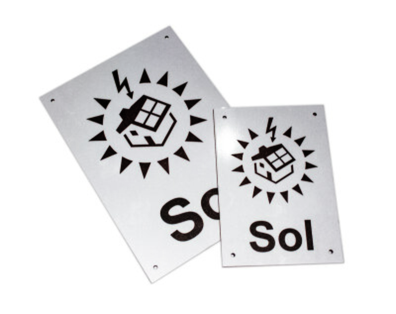 Skilt med trykk, Solcelle skilt 10X15cm i Alu - Bilde 1