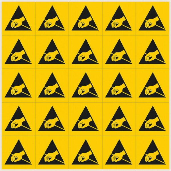 Etiketter med trykk, SSW-8D, SORT/GUL 12,5X12,5 PK.A 100