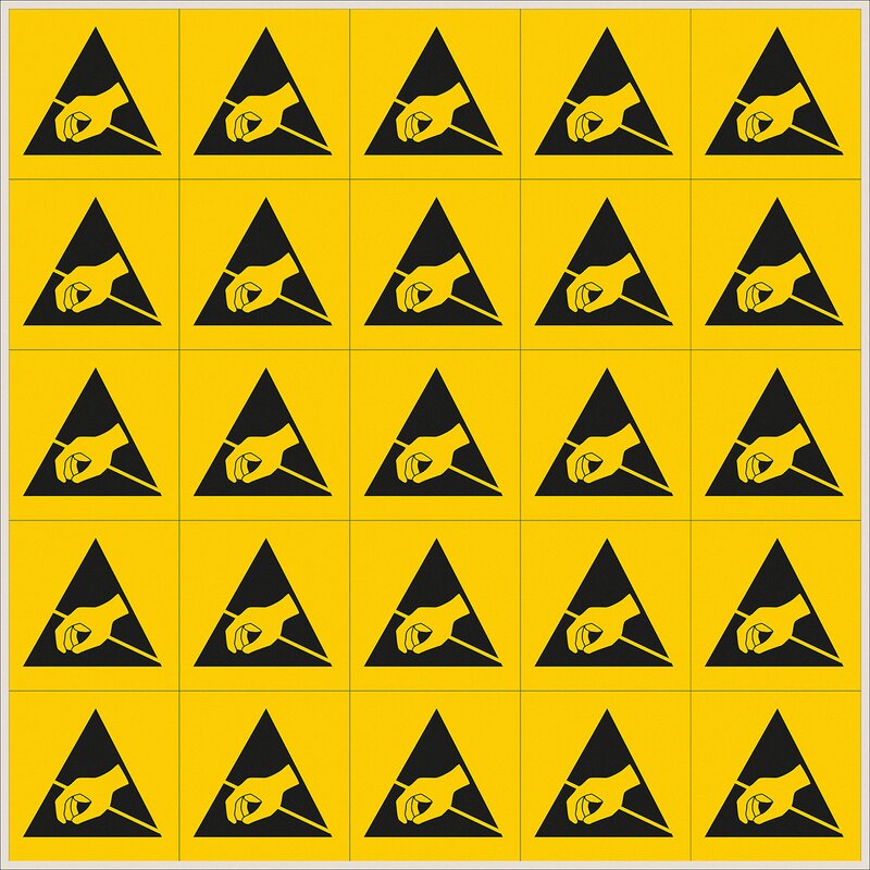 Etiketter med trykk, SSW-8D, SORT/GUL 12,5X12,5 PK.A 100 - Bilde 1