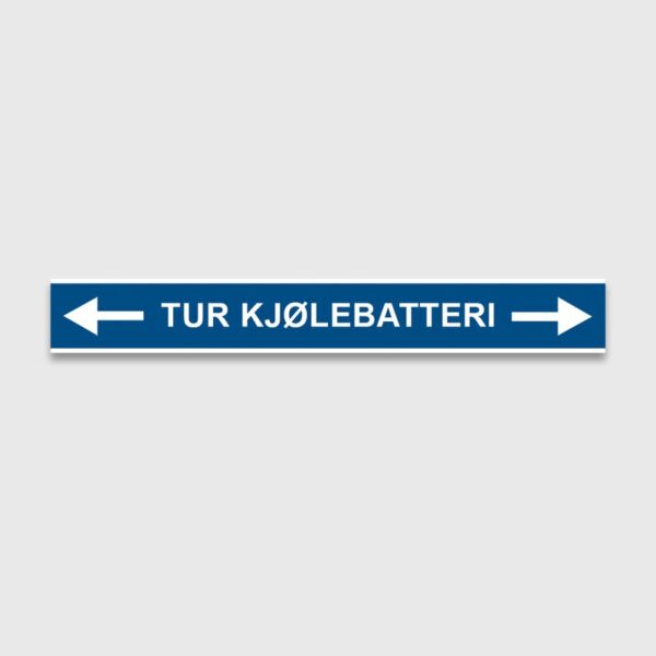 VVS Merking, "TUR KJØLEBATTERI"RØRMERKER 29X220MM I POSE