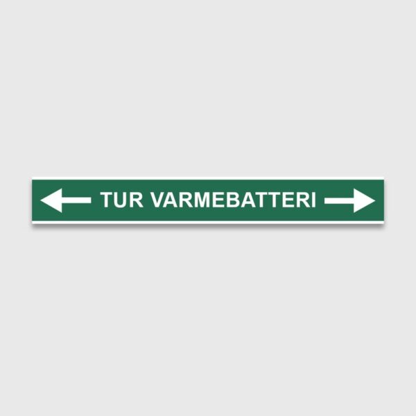 VVS Merking, "RETUR VARMEBATTERI" RØRMERKER 29X220MM I POSE