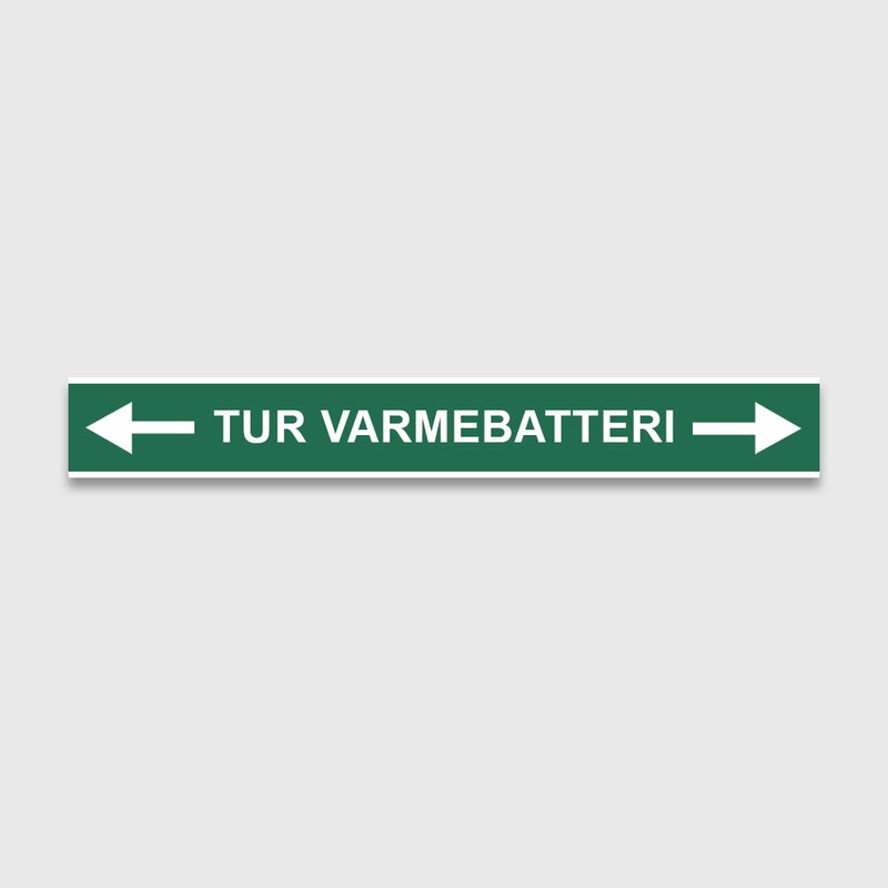 VVS Merking, "RETUR VARMEBATTERI" RØRMERKER 29X220MM I POSE - Bilde 1