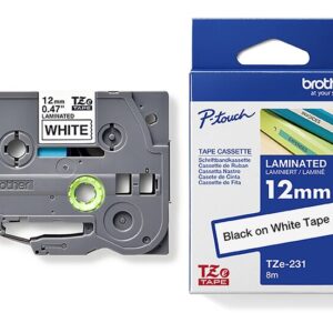 Tape til maskin, TZE231 12MM TAPE SORT PÅ HVIT - Bilde 3
