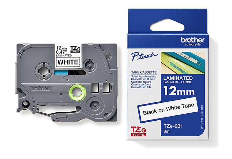 Tape til maskin, TZE231 12MM TAPE SORT PÅ HVIT - Bilde 3