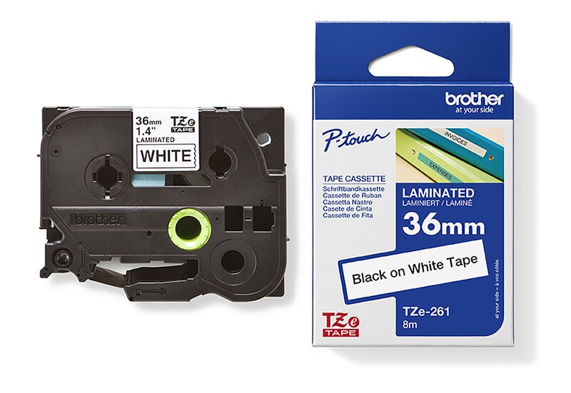 Tape til maskin, TZE261 36MM TAPE SORT PÅ HVIT - Bilde 1