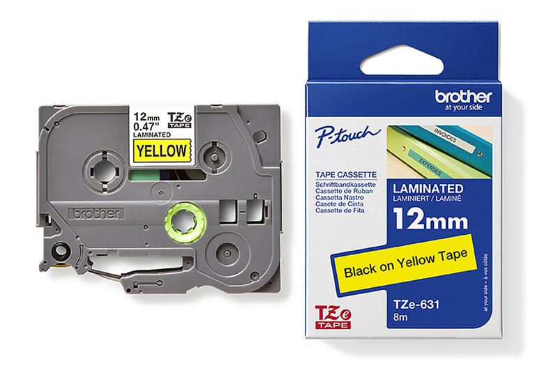 Tape til maskin, TZE631 12MM TAPE SORT PÅ GUL - Bilde 1