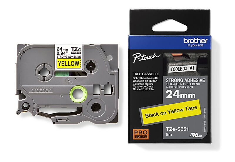 Tape til maskin, TZES651 24MM SORT/GUL EKSTRALIM - Bilde 1