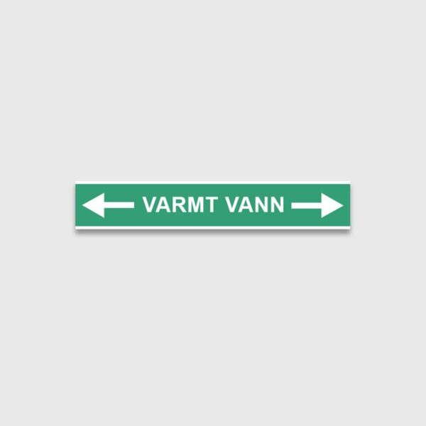 VVS Merking, "VARMT VANN " RØRMERKER 29X220MM I POSE