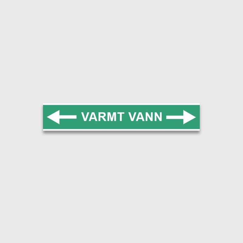 VVS Merking, "VARMT VANN " RØRMERKER 29X220MM I POSE - Bilde 1
