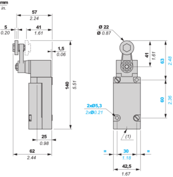 Endebryter, XC Standard, XCKJ, termoplastisk rullespak, 1C/O, snap-action, Pg13