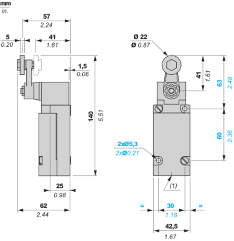Endebryter, XC Standard, XCKJ, termoplastisk rullespak, 1C/O, snap-action, Pg13 - Bilde 2