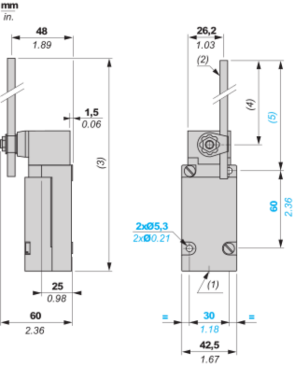 Endebryter, XC Standard, XCKJ, termoplastisk rundstangspak 6 mm, 1C/O, snap, M20