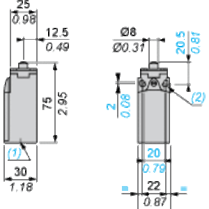 Endebryter, Endebryter XC Standard, XCKN, metallendestempel, 1NC+1 NO, snap, M20 - Bilde 2