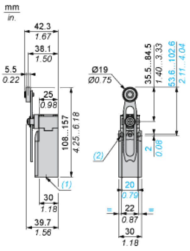 Endebryter, Endebryter XC Standard, XCKN, termoplastisk plastrullespak med varighet, 1NC+1 NO, snap, M20 - Bilde 5