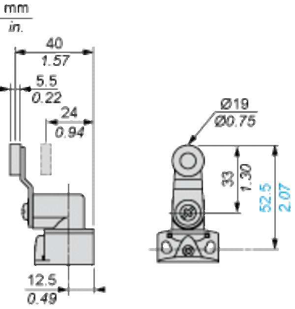 Endebryter, Endebryter XC Standard, XCKP, termoplastisk rullespak, 1NC+1 NO, snap, M16