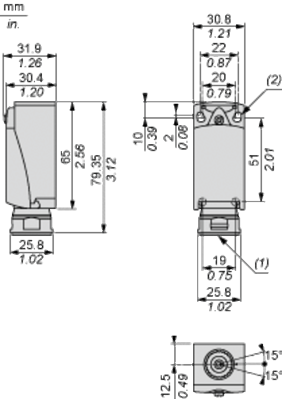Endebryter, Endebryter XC Standard, XCKP, termoplastisk plast rullespak med lengde, 1NC+1 NO, snap, 1/2NPT