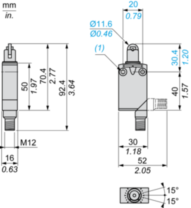 Endebryter, Endebryter XC Standard, XCMD, stålrullestempel, 1NC+1 NO, snap, M12 - Bilde 5