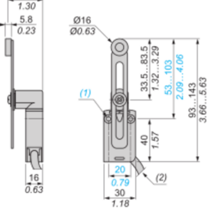 Endebryter, Endebryter XC Standard, XCMD, termoplastisk plast rullespak med lengde, 1NC+1 NO, snap, 1 m - Bilde 7