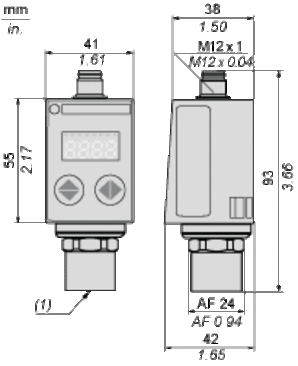 Sensorer, Trykk, Trykktr,display 2,5Bar 24V 0-10V 1 PNP