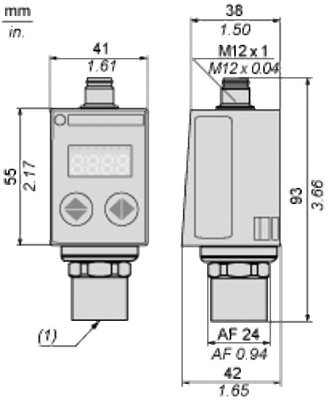 Sensorer, Trykk, Trykktr,display 2,5Bar 24V 0-10V 1 PNP - Bilde 3