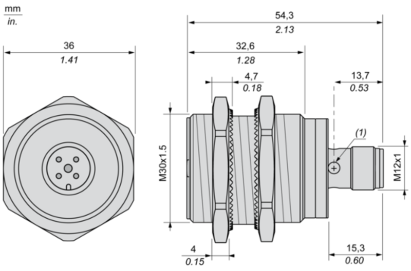 Induktiv sensor XS1 M30, L55mm, messing, Sn15mm, 12..24VDC, M12 - Bilde 5