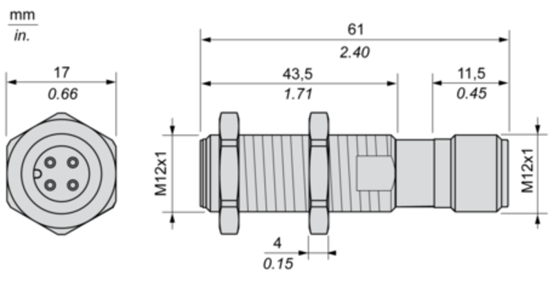 INDUKTIV SENSOR SYLINDRISK M12 12 48V DC PNP NO 3 LEDNINGER IKKE-FLUSH M1 - Bilde 4