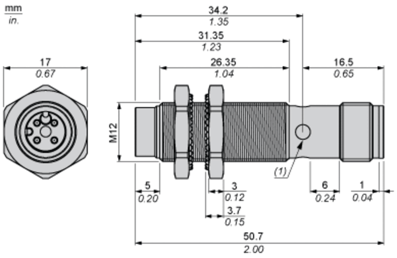 Induktiv tilstedeværelsesensor XS, induktiv sensor XS2 M12, L51mm, messing, Sn8mm, 12...24 VDC, M12 - Bilde 8