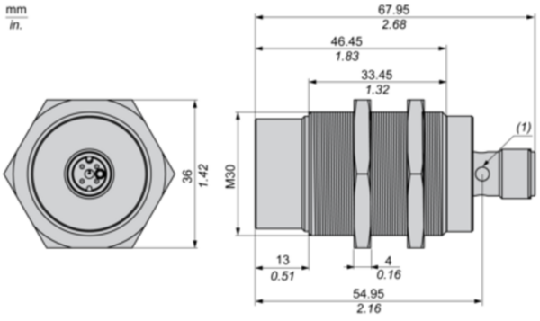 INDUKTIV SENSOR SYLINDRISK M30 12 24V DC PNP NO 3WIRE, IKKE-FLUSH M1