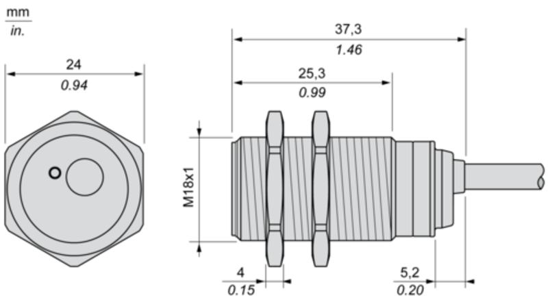 Induktiv tilstedeværelsesensor XS, induktiv sensor XS4 M18, L36mm, PPS, Sn8mm, 12...24 VDC, kabel 2 m - Bilde 3